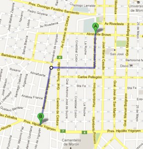mapa para llegar a la nueva cancha de moron